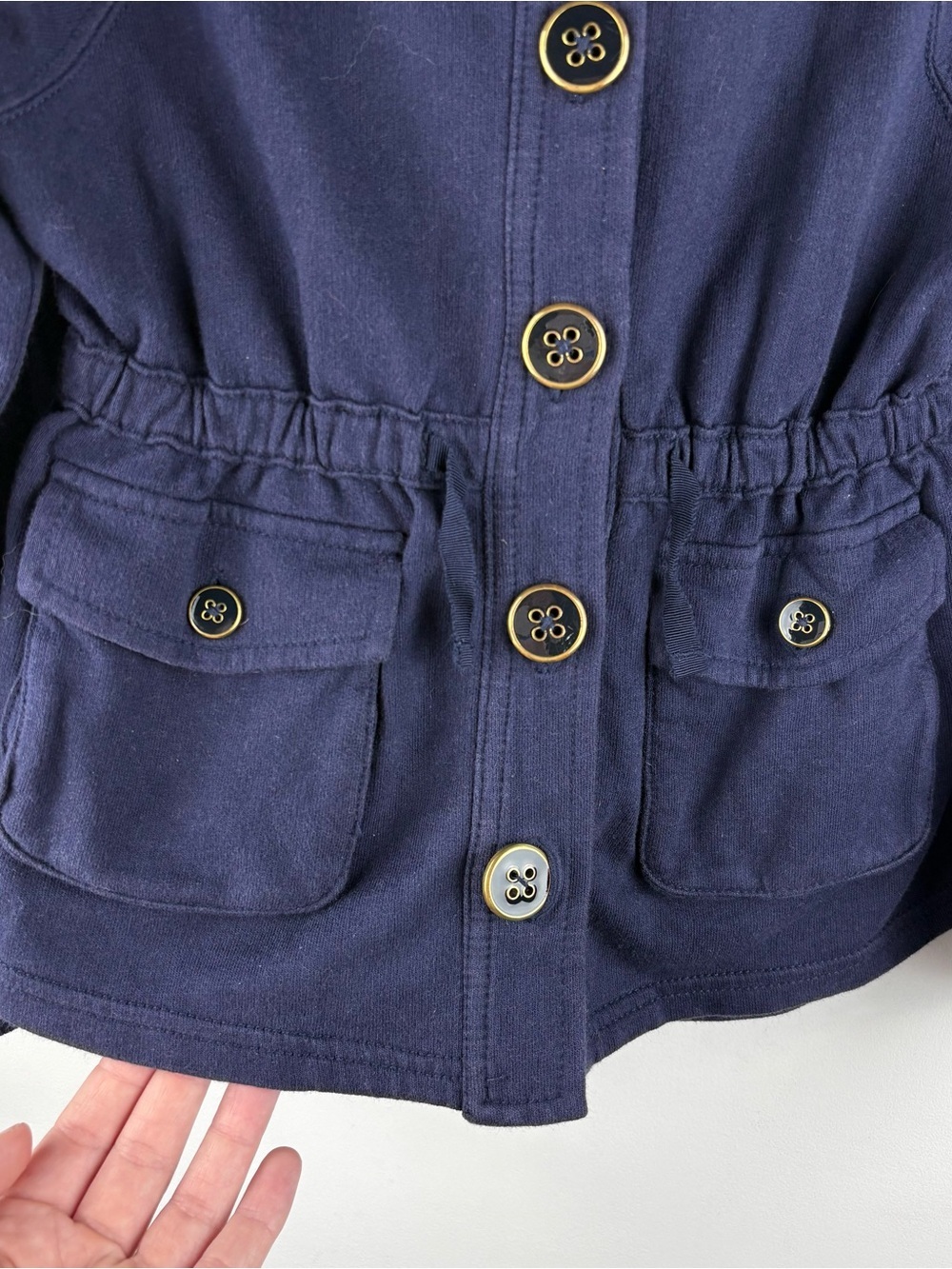 VTG Gap Kids Navy Blue Hooded Anorak Button Sweater Jacket Nautical Girls XS 4 5 - Picture 4 of 8